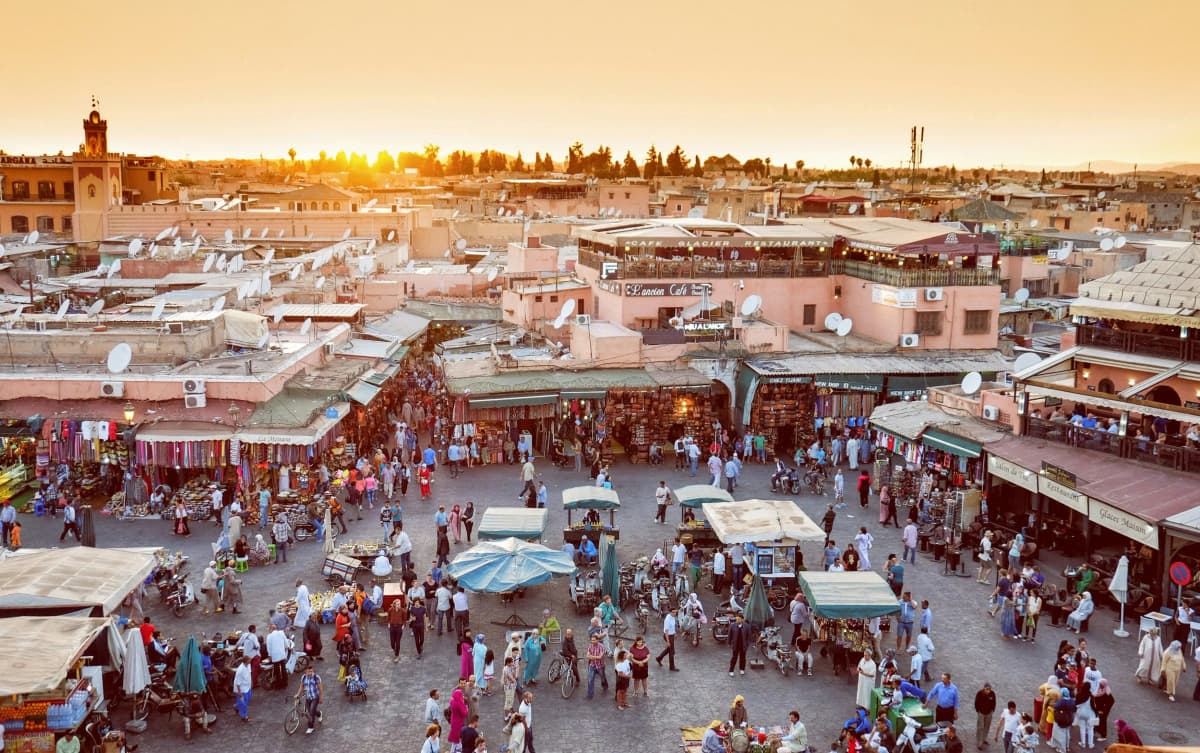 Traditional Marrakech medina and colorful souks during a private Morocco cultural tour